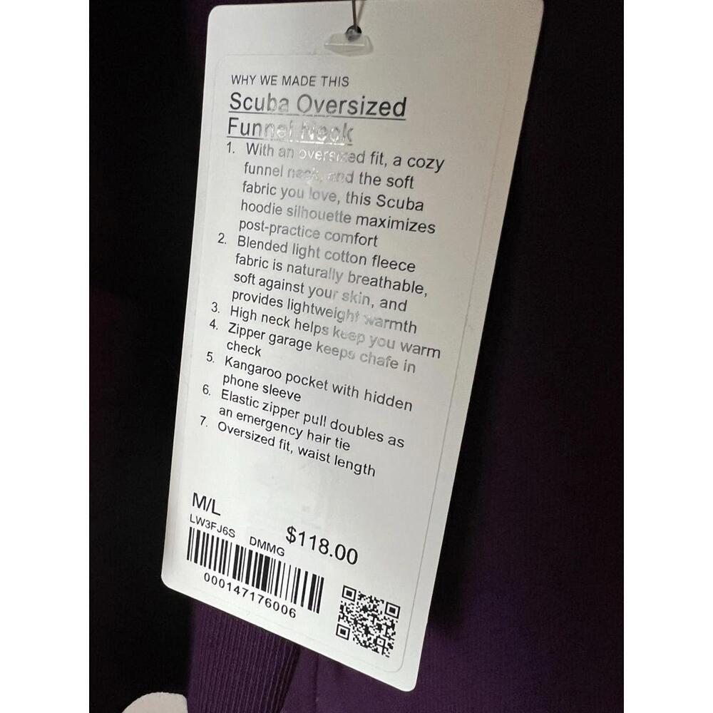 Lululemon Scuba Oversized Funnel Neck Half Zip Hoodie Dramatic Magenta NWT M/L - Picture 6 of 6